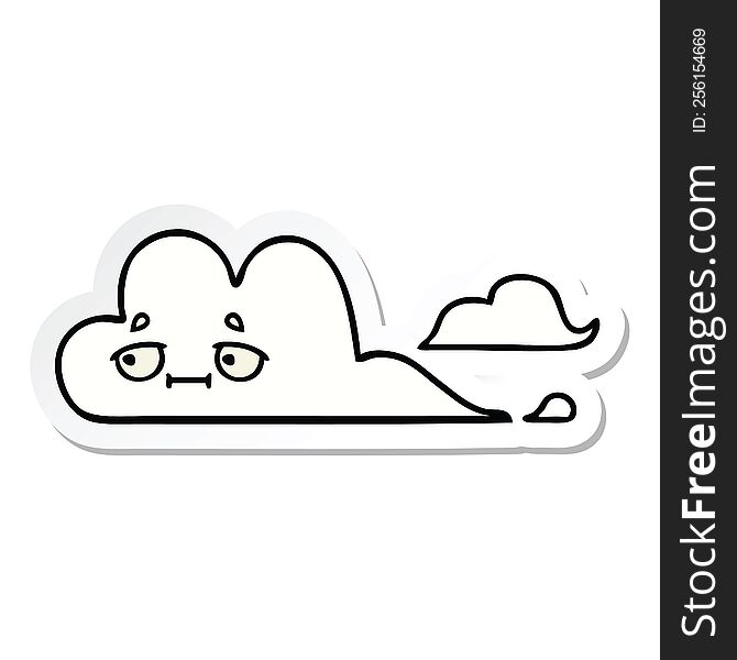 Sticker Of A Cute Cartoon White Cloud