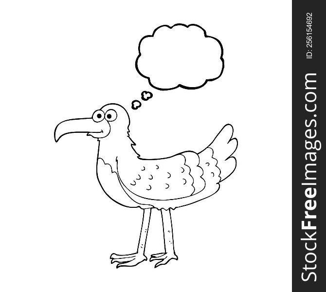 freehand drawn thought bubble cartoon seagull