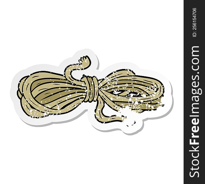 distressed sticker of a cartoon rope