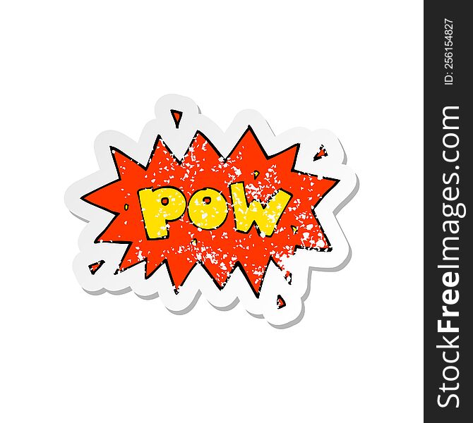 retro distressed sticker of a cartoon comic book pow symbol