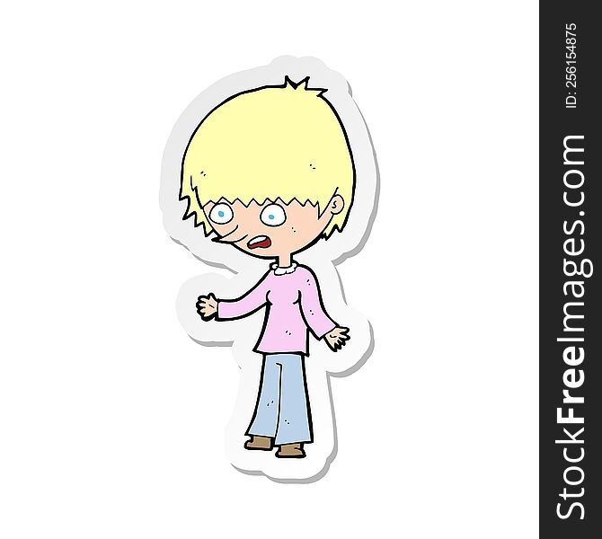 sticker of a cartoon stressed out woman