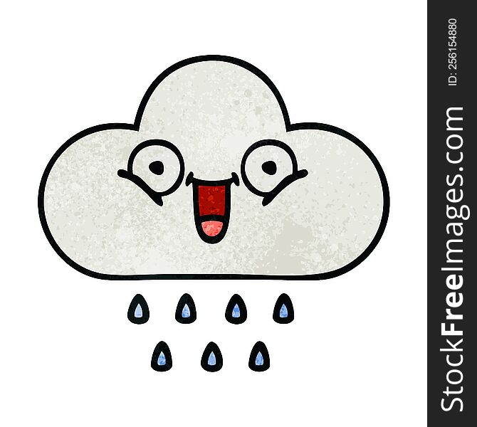 Retro Grunge Texture Cartoon Rain Cloud