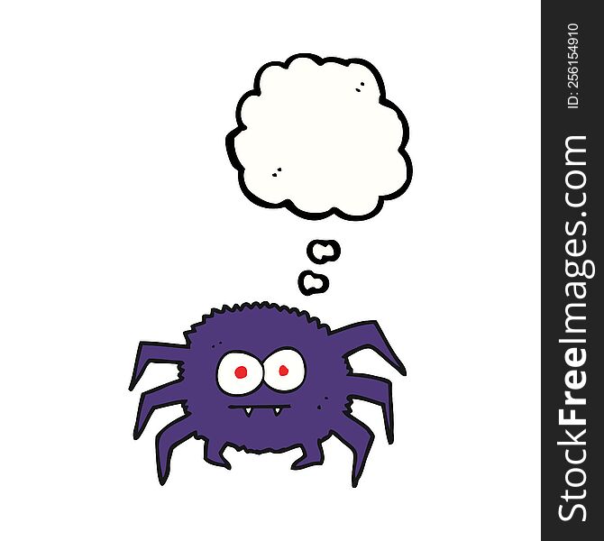 freehand drawn thought bubble cartoon spider