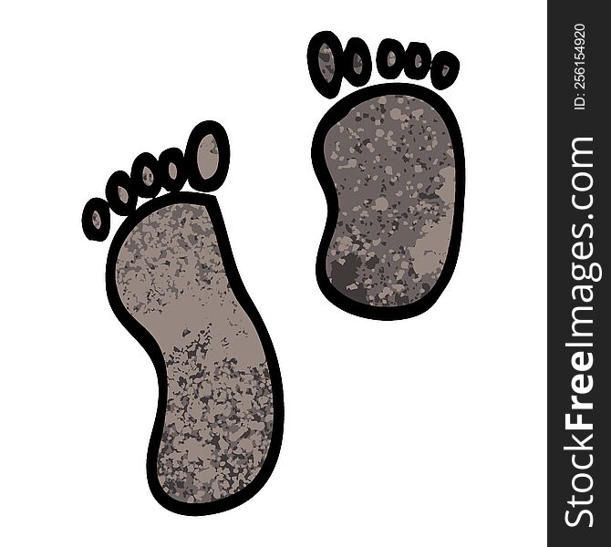 grunge textured illustration cartoon foot prints