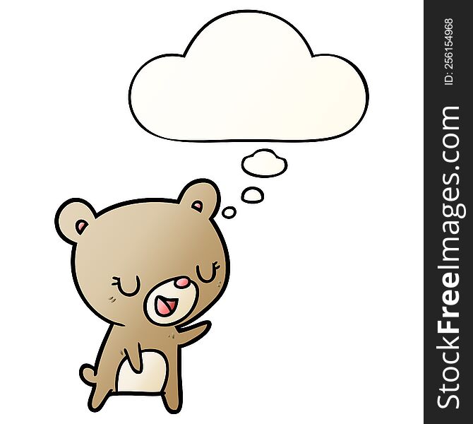Cartoon Bear And Thought Bubble In Smooth Gradient Style