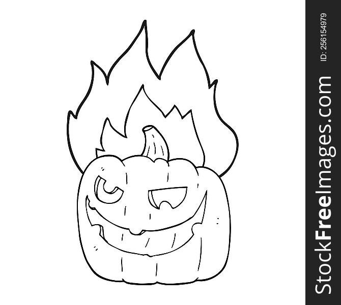 freehand drawn black and white cartoon halloween pumpkin. freehand drawn black and white cartoon halloween pumpkin