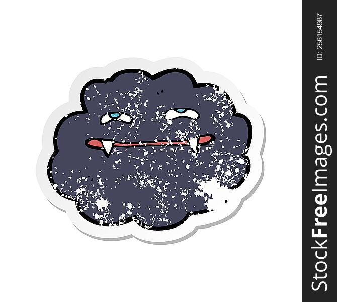 Retro Distressed Sticker Of A Cartoon Vampire Cloud