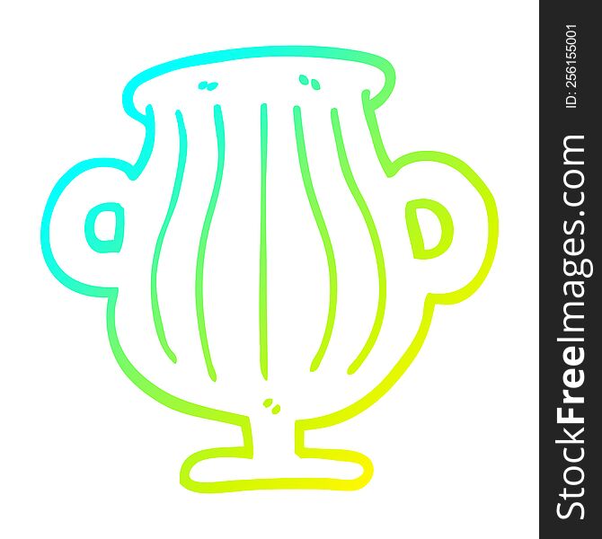 cold gradient line drawing of a cartoon of a golden vase. cold gradient line drawing of a cartoon of a golden vase