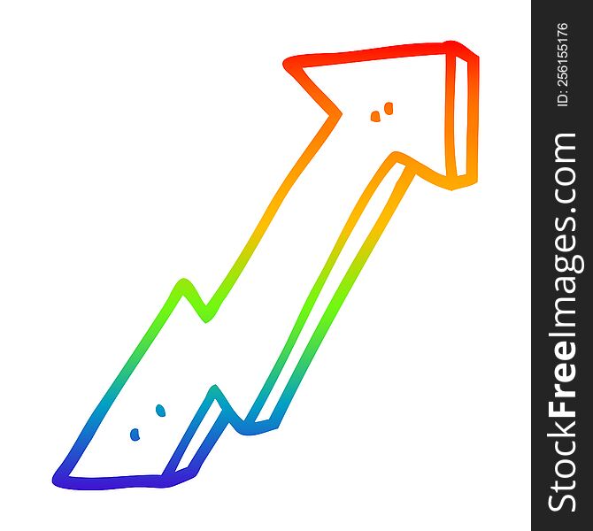 rainbow gradient line drawing of a cartoon positive growth arrow