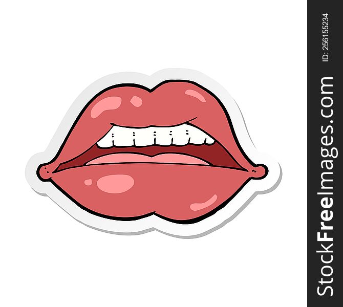 sticker of a cartoon sexy lips symbol