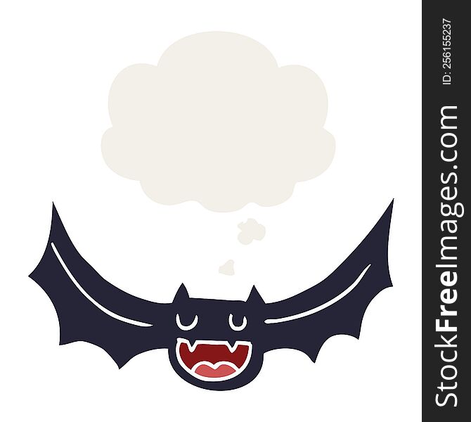Cartoon Bat And Thought Bubble In Retro Style