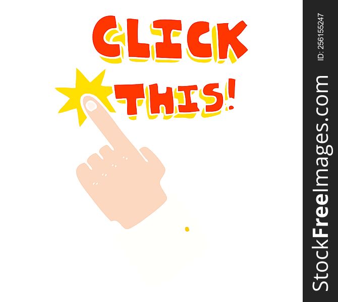 flat color illustration of click this symbol with hand. flat color illustration of click this symbol with hand
