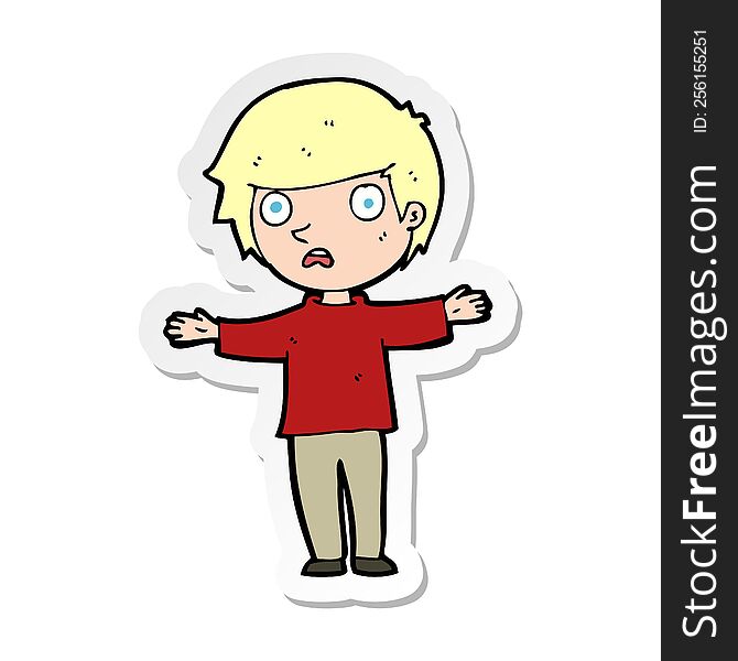 Sticker Of A Cartoon Worried Boy