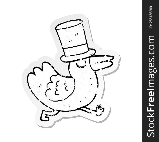 distressed sticker of a funny cartoon bird