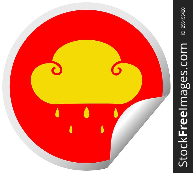Quirky Circular Peeling Sticker Cartoon Rain Cloud