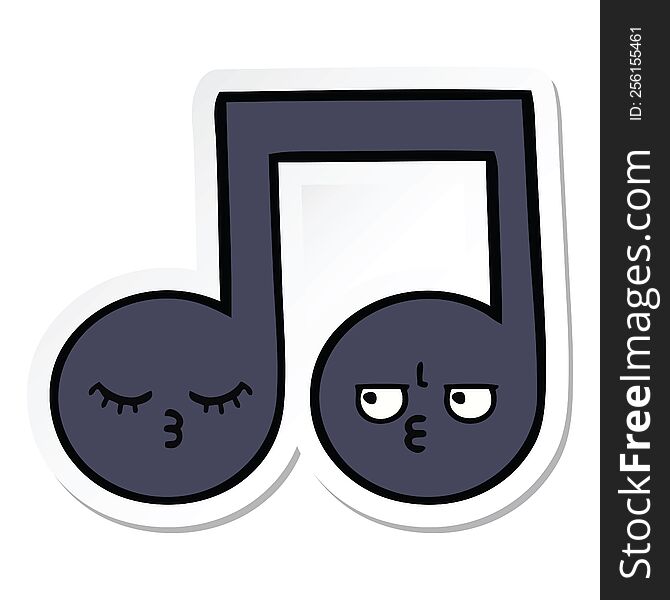 Sticker Of A Cute Cartoon Musical Note