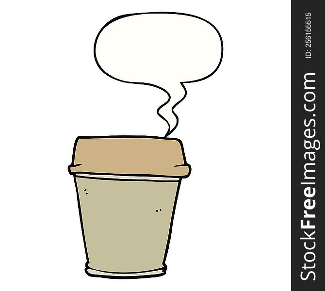 cartoon take out coffee with speech bubble. cartoon take out coffee with speech bubble