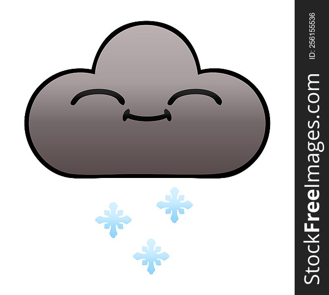 gradient shaded cartoon of a happy snow cloud