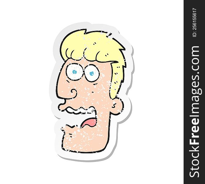 Retro Distressed Sticker Of A Cartoon Shocked Man