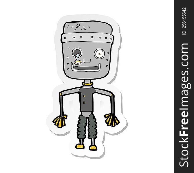 Sticker Of A Cartoon Old Robot