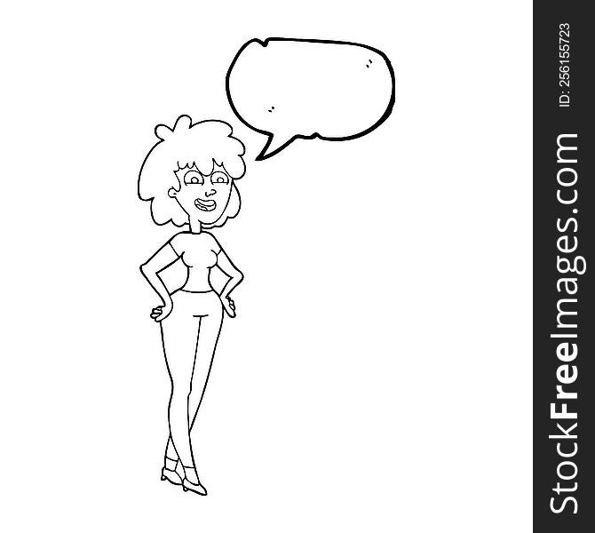 freehand drawn speech bubble cartoon surprised woman