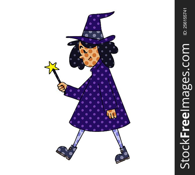 comic book style quirky cartoon witch. comic book style quirky cartoon witch