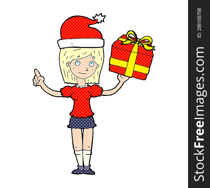 cartoon woman with christmas gifts. cartoon woman with christmas gifts