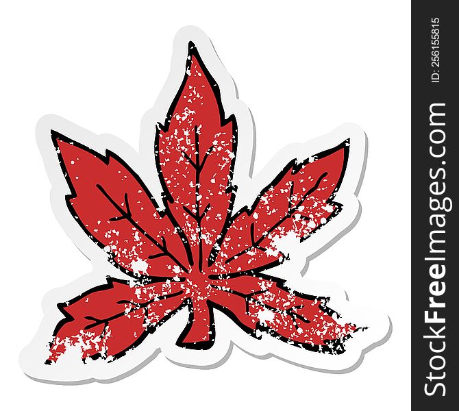 Distressed Sticker Of A Cartoon Marijuana Leaf
