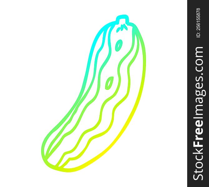 Cold Gradient Line Drawing Cartoon Cucumber Plant