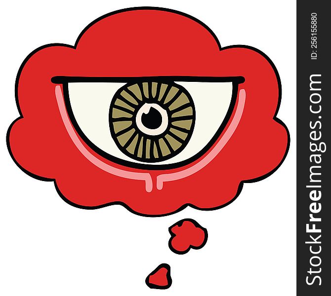 cartoon eye symbol with thought bubble. cartoon eye symbol with thought bubble