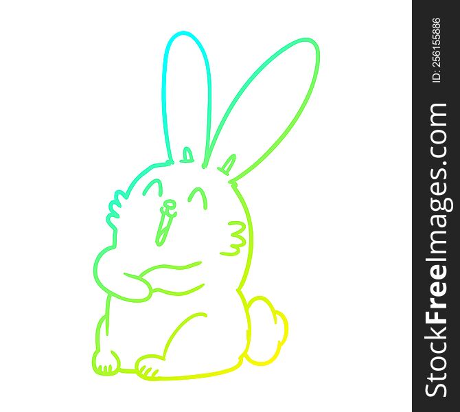 Cold Gradient Line Drawing Cartoon Laughing Bunny Rabbit