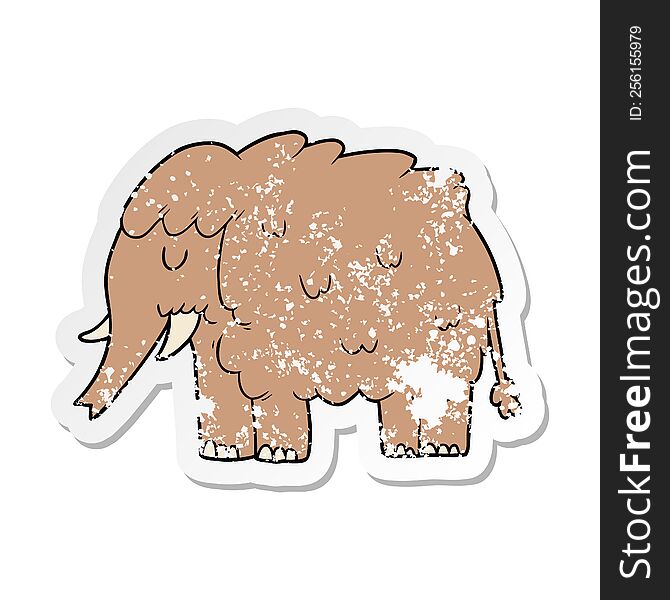 Distressed Sticker Of A Cartoon Mammoth