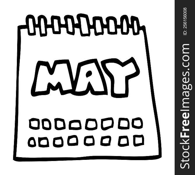 line drawing cartoon calendar showing month of may