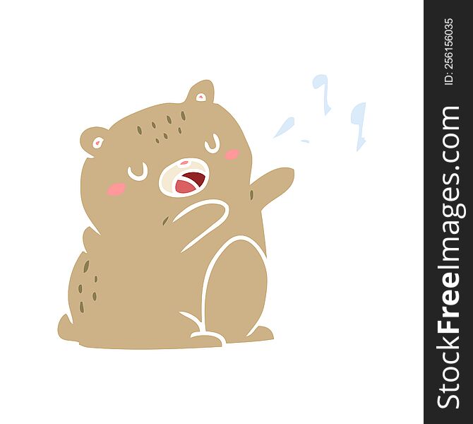 flat color style cartoon singing bear. flat color style cartoon singing bear