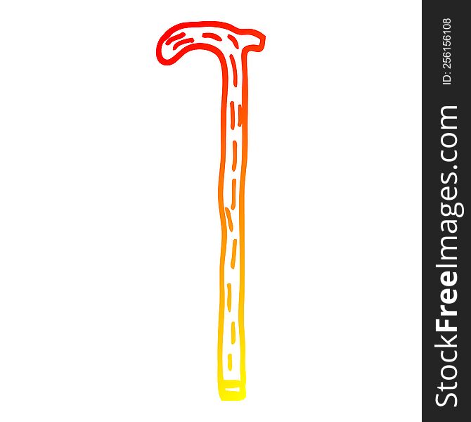warm gradient line drawing of a cartoon walking stick