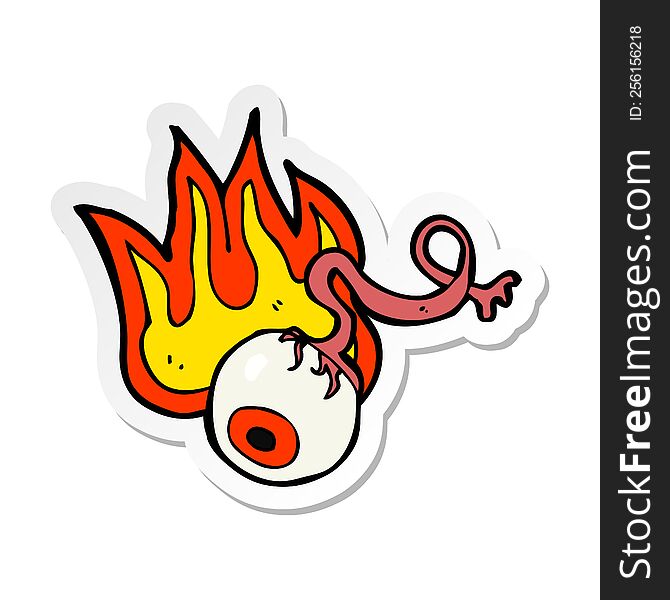 Sticker Of A Cartoon Gross Flaming Eyeball