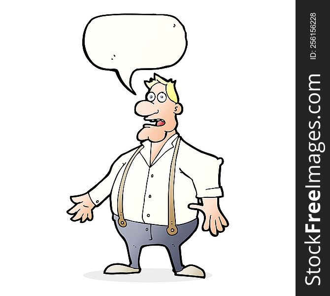 Cartoon Shocked Man With Speech Bubble
