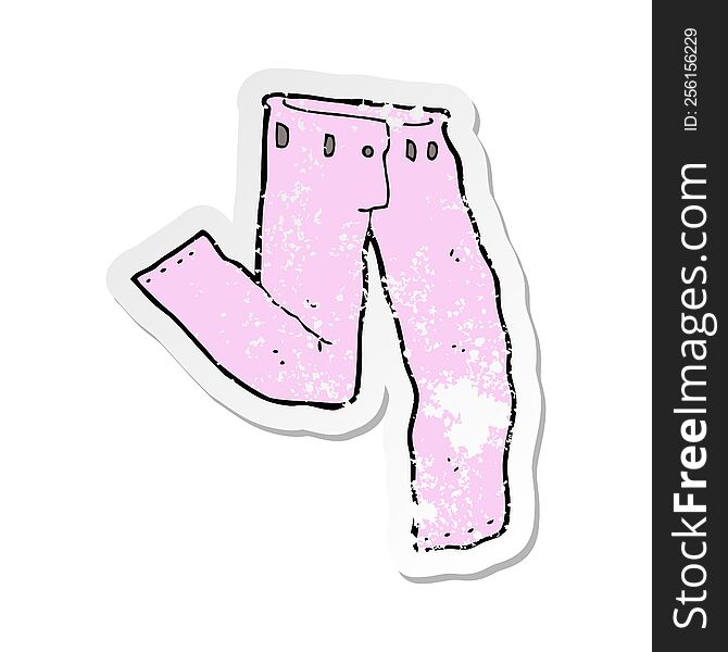 retro distressed sticker of a cartoon pair of pink pants