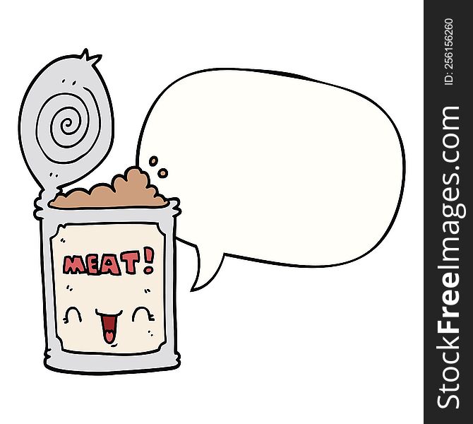 cartoon canned meat with speech bubble. cartoon canned meat with speech bubble