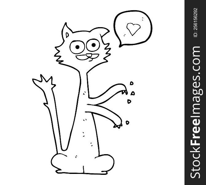 Speech Bubble Cartoon Cat Scratching