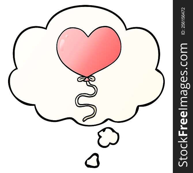 Cartoon Love Heart Balloon And Thought Bubble In Smooth Gradient Style