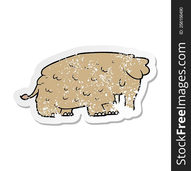 distressed sticker of a cartoon mammoth