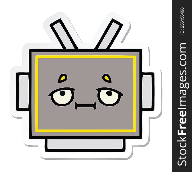 Sticker Of A Cute Cartoon Robot Head