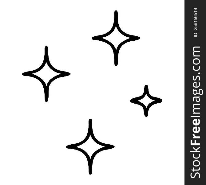line doodle symbols of some bright and shining stars. line doodle symbols of some bright and shining stars
