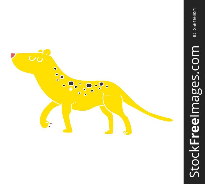 Flat Color Illustration Of A Cartoon Leopard