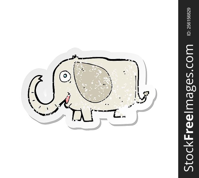 Retro Distressed Sticker Of A Cartoon Baby Elephant