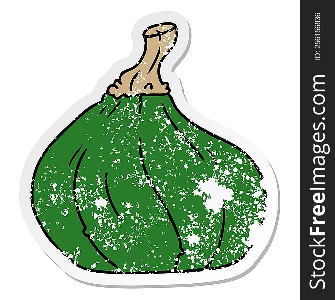 Distressed Sticker Cartoon Doodle Of A Squash