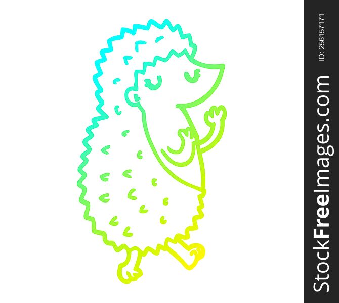 cold gradient line drawing of a cartoon hedgehog