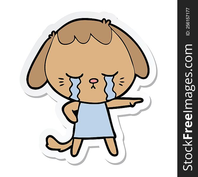 sticker of a cartoon crying dog