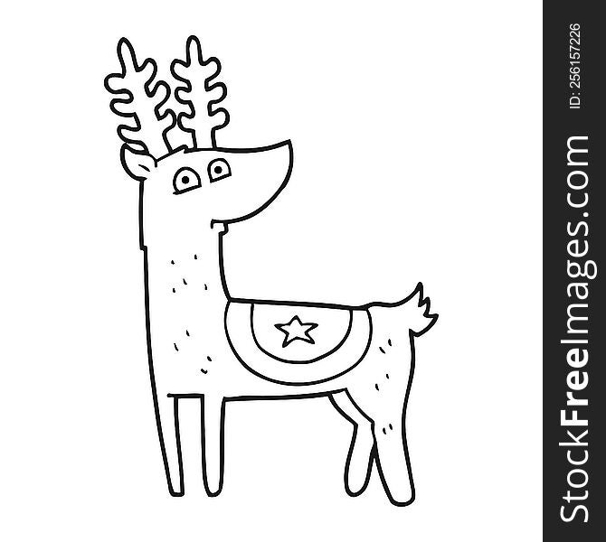 Black And White Cartoon Reindeer